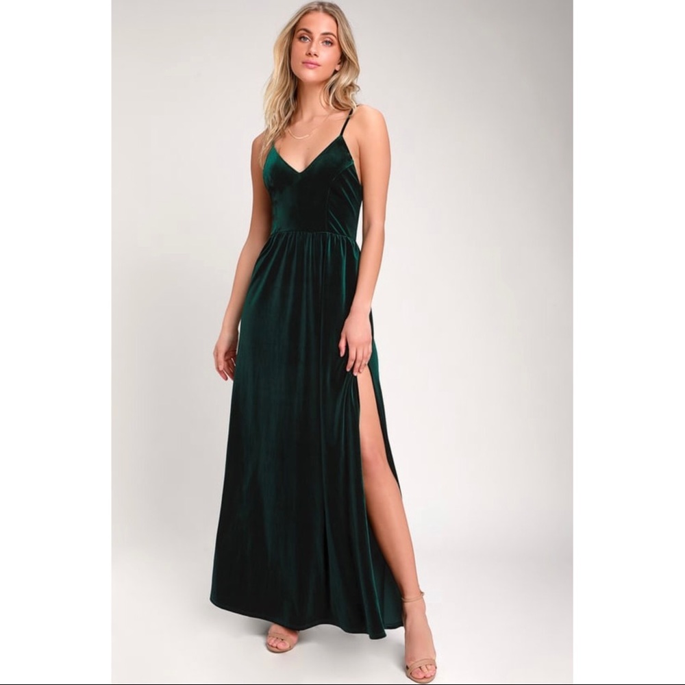 Lulu’s Final Song Dark Green Maxi Length Dress - HEMMED